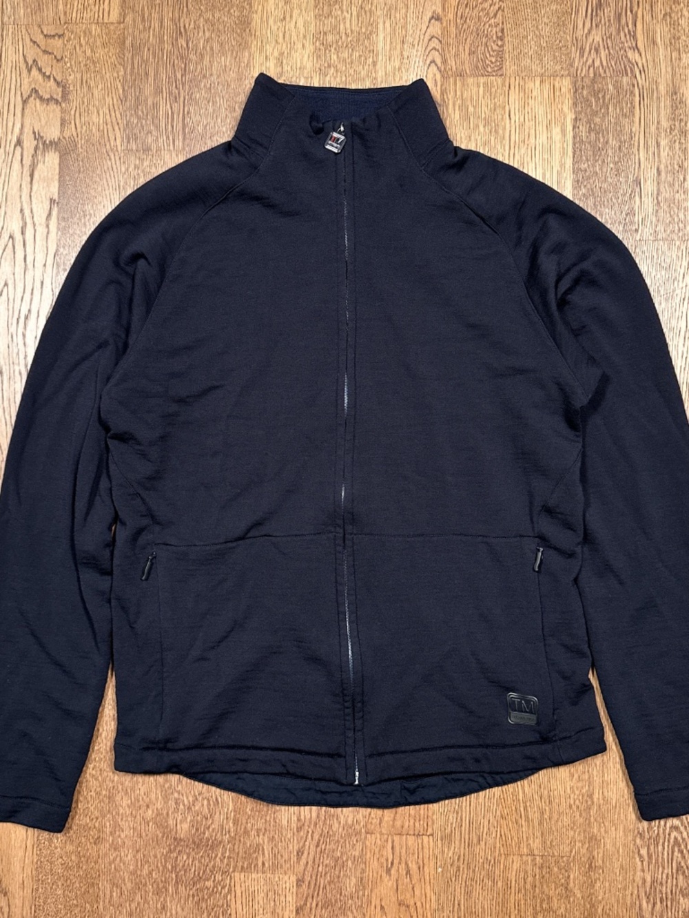 Z Zegna Techmerino Merino Wool Full Zip Navy Sweatshirt Jacket Mens Medium